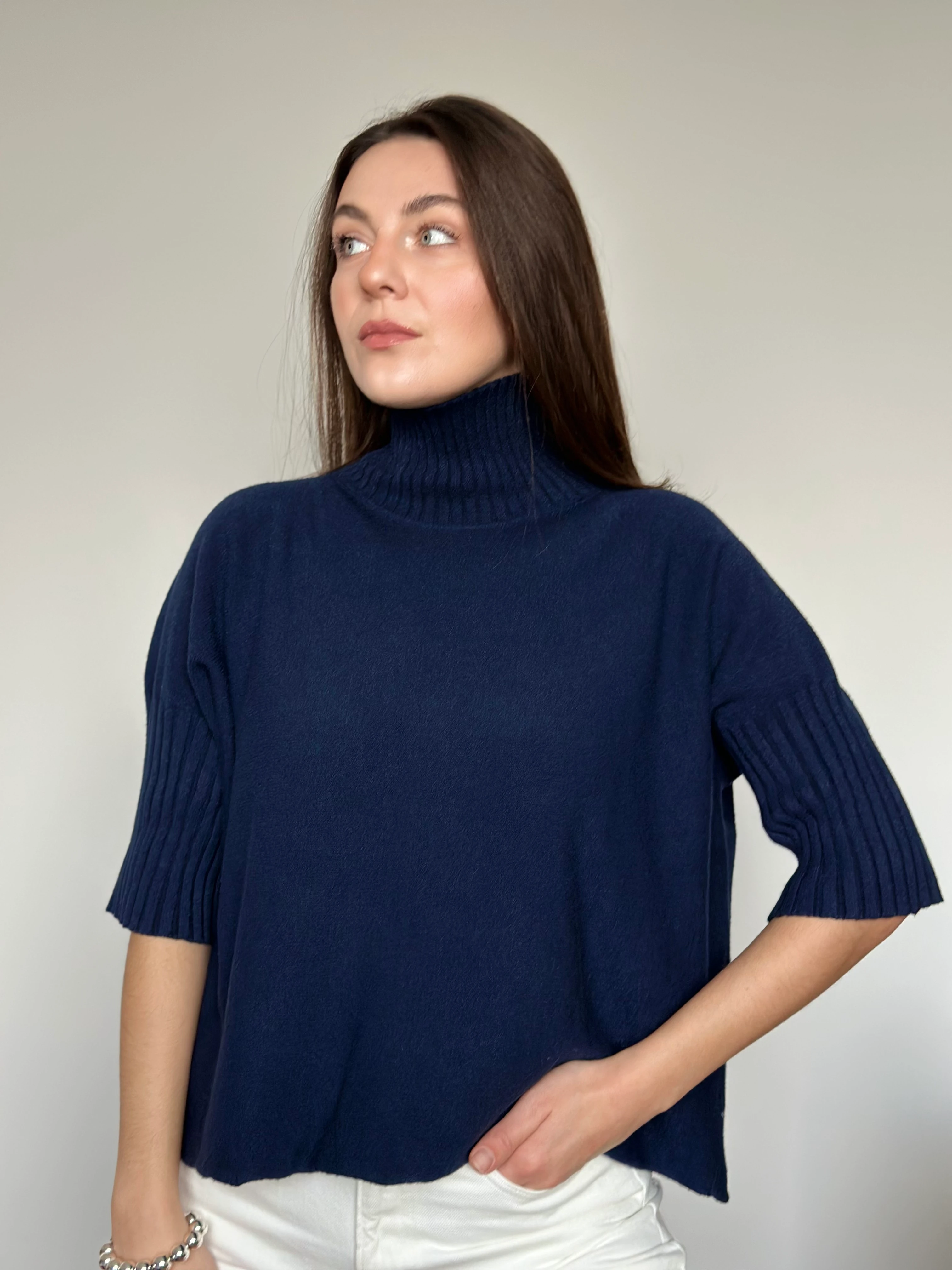 Oversized Knit Sweater | BLUE