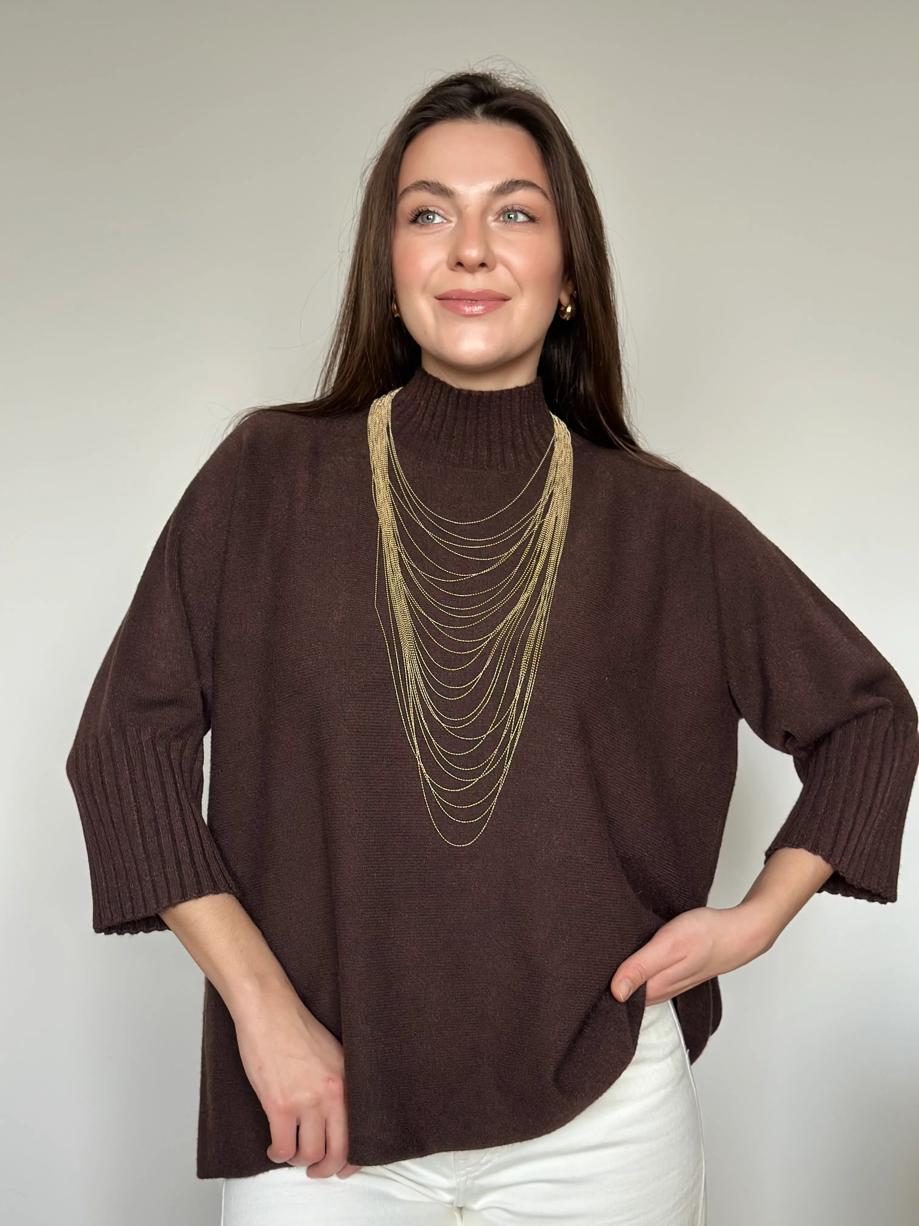 Relaxed Knit Sweater CHOCOLATE