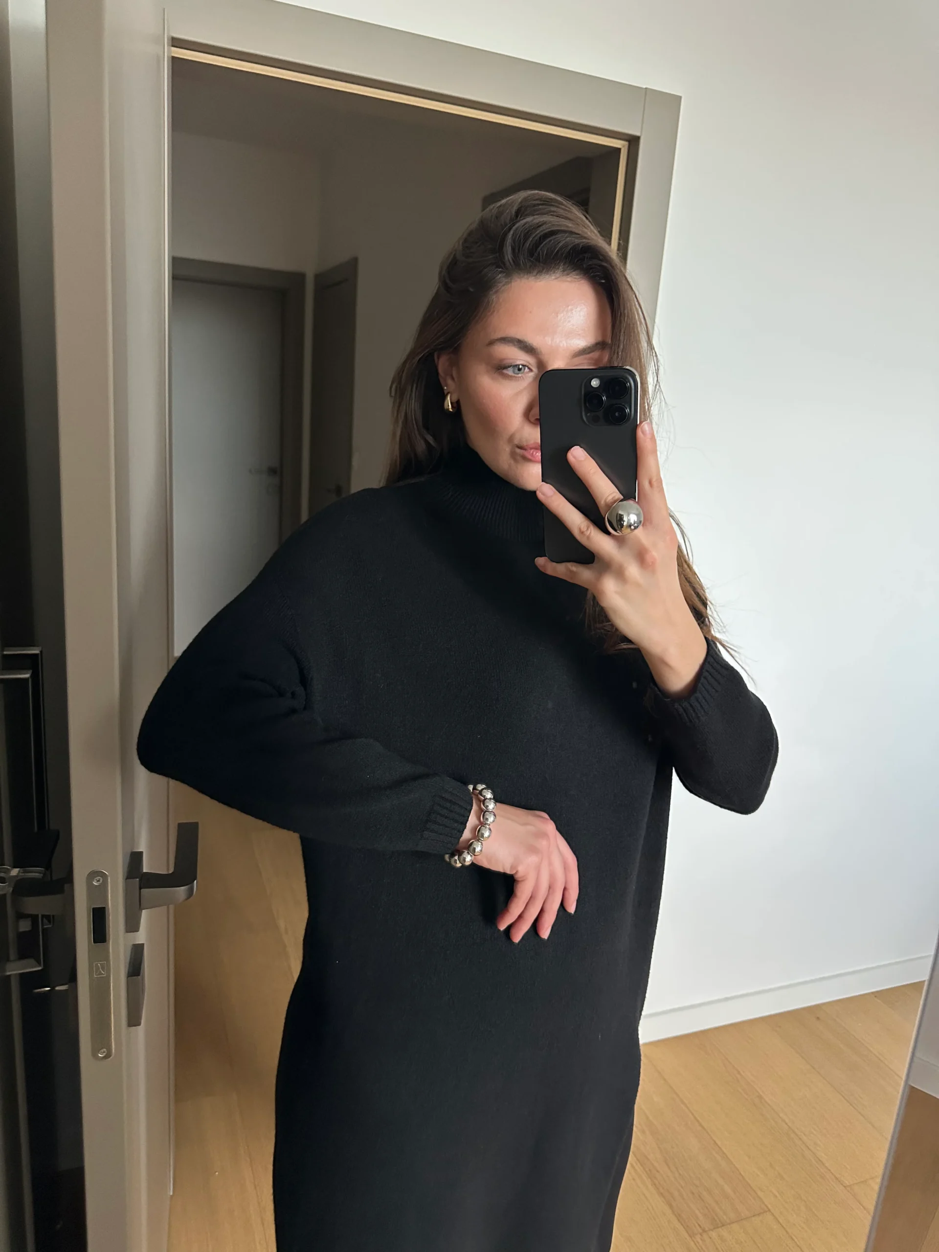 Black Oversized Dress with Slit BLACK 1 Black Oversized Dress with Slit BLACK 1