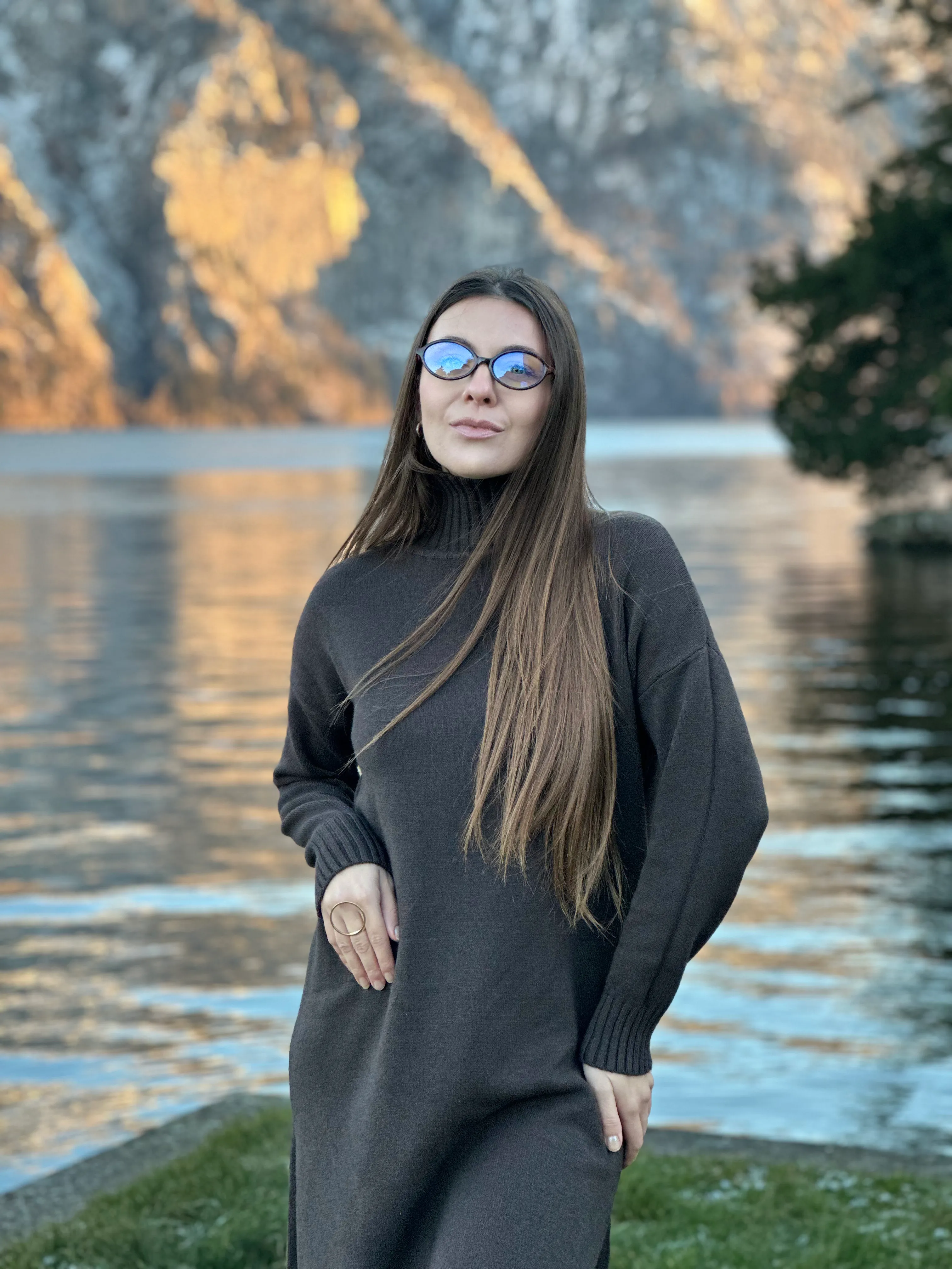 Knitted Turtleneck Dress | CHOCOLATE