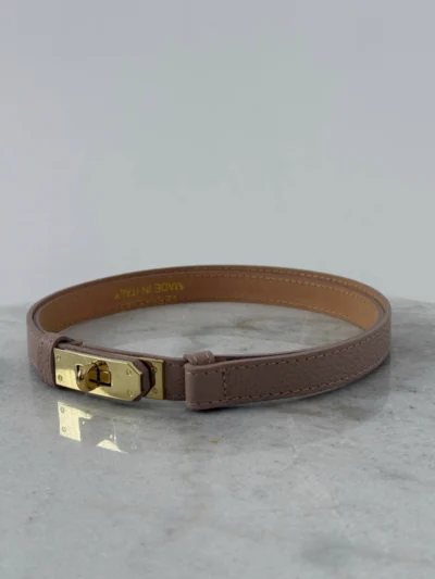 Leather belt with jewel buckle | TAUPE